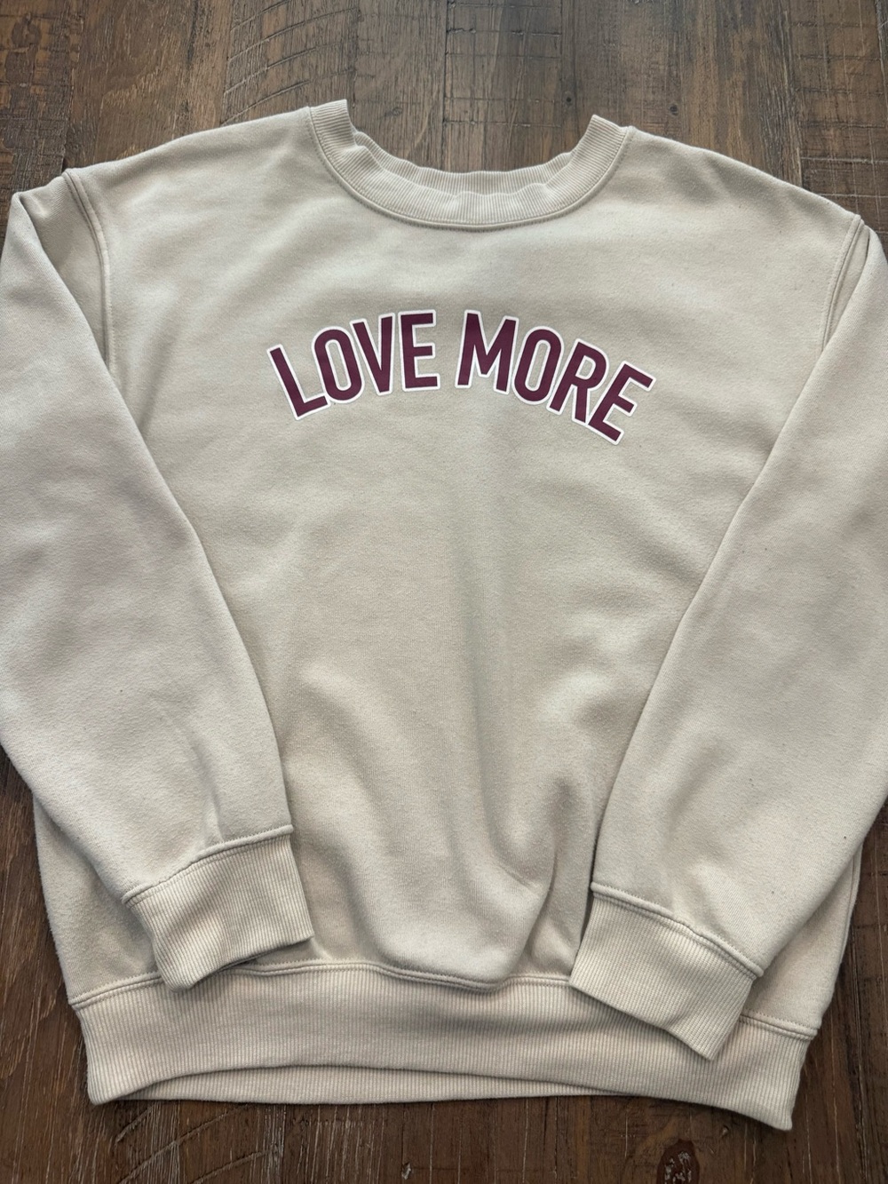 Zoe+Liv LOVE MORE Cream Crewneck Sweatshirt Size Small